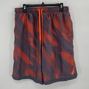 Nike Swim Shorts Mens XXL Orange Grey Mesh Brief Lined Beach Outdoors Swoosh
